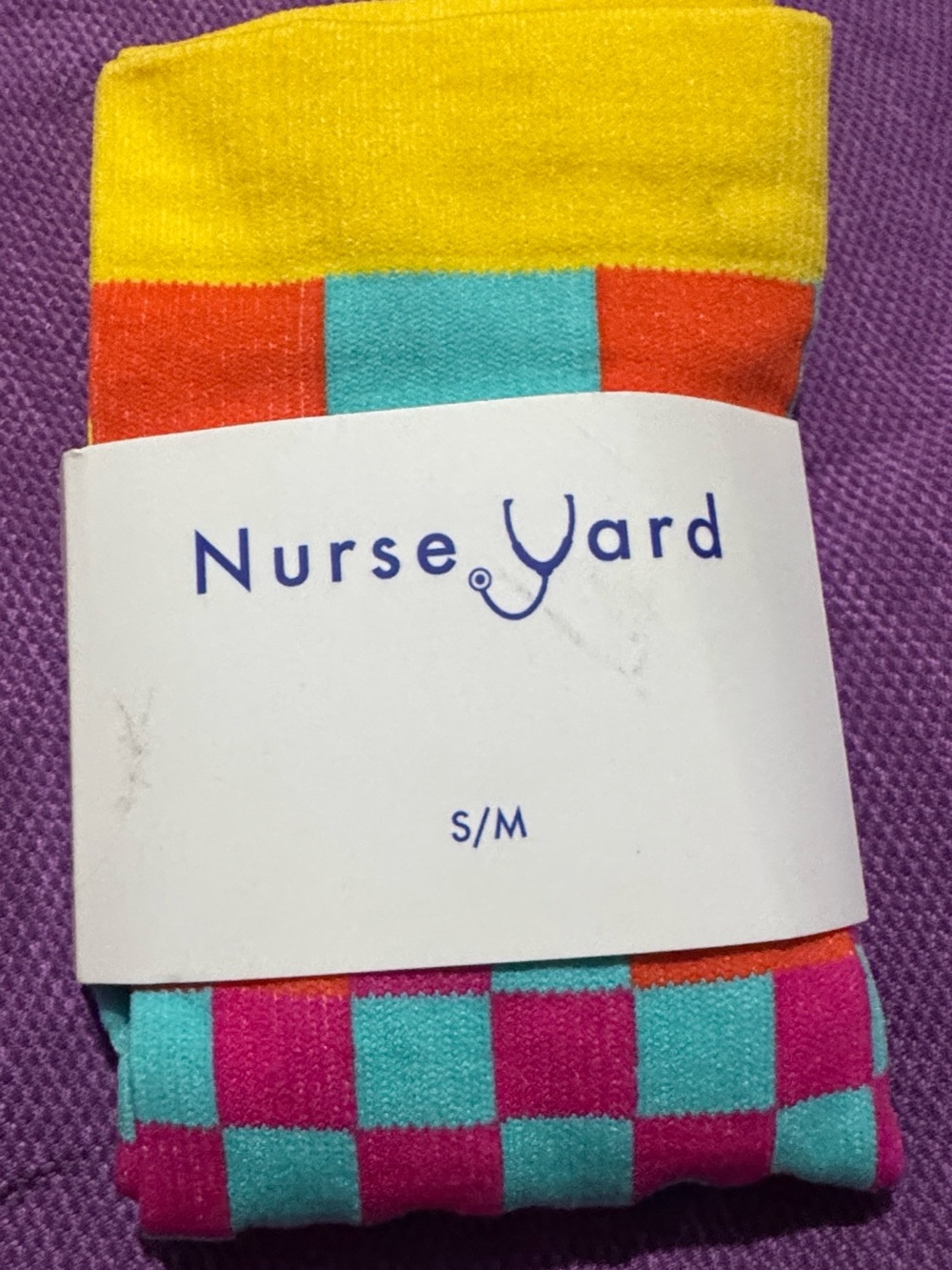 Men's or Women’s Colorblock & Check Socks - Yellow, Teal, Pink, Orange